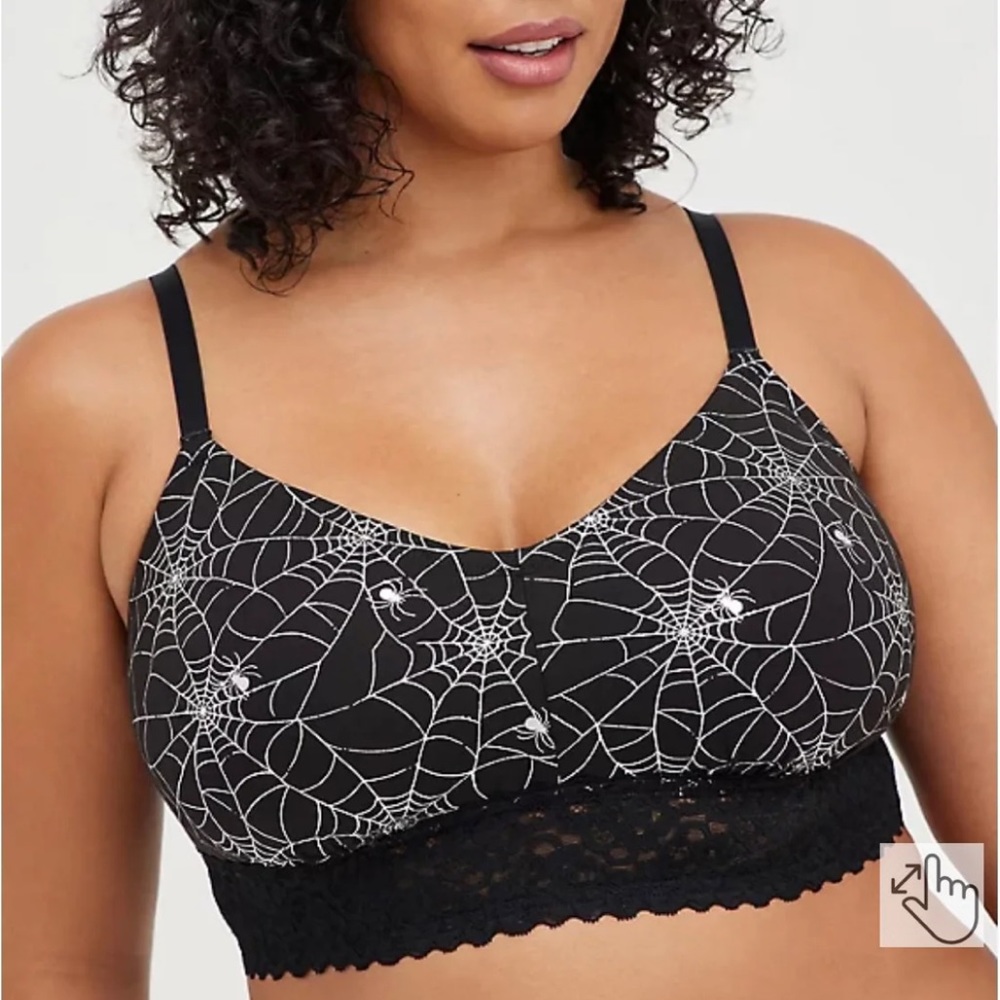 NWT Torrid Bralette - Black and Silver Spiderwebs